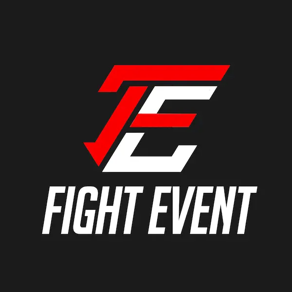 Fight Event Toulouse - Nous rejoindre Logo avec les lettres « FE » stylisées rouges et blanches sur fond noir, au-dessus du texte blanc gras « FIGHT EVENT ». Transmet énergie et enthousiasme.